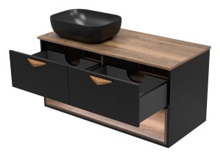 Подвесная тумба под раковину Brevita Bergen с подсветкой BER-07105-19-02-2Я 105см дуб Галифакс олово/чёрный